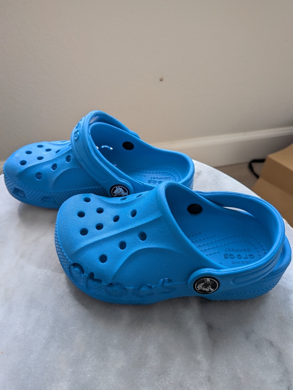 Kids Blue Comfort Crocs- Classic Lightweight Slip-On. Worn Once